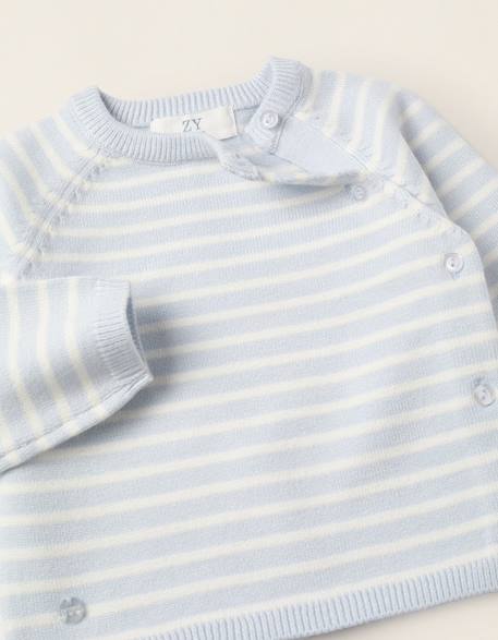 Ensemble en maille à rayures Bleu clair+Gris clair+Rose 4 - vertbaudet enfant 