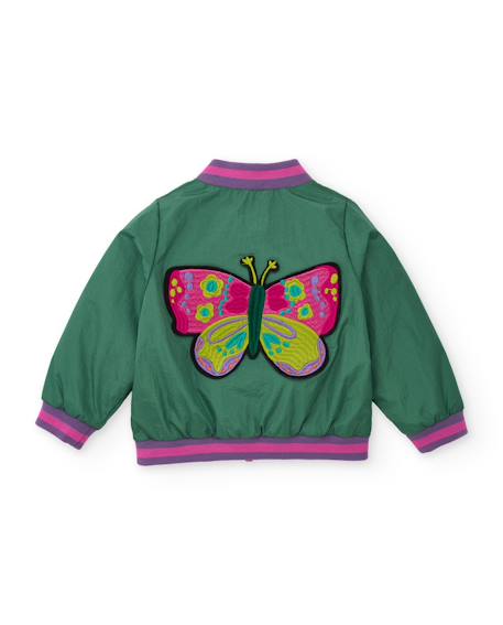 Veste en toile fille avec broderie papillon Vert 2 - vertbaudet enfant 