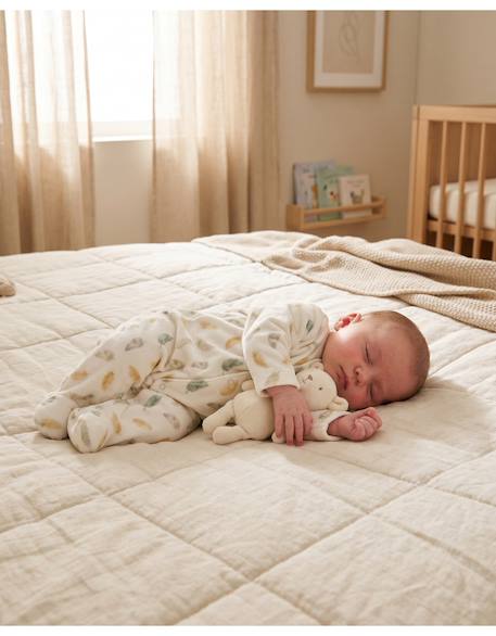 Pyjama bébé en velours imprimé - plumes de lune Beige 3 - vertbaudet enfant 