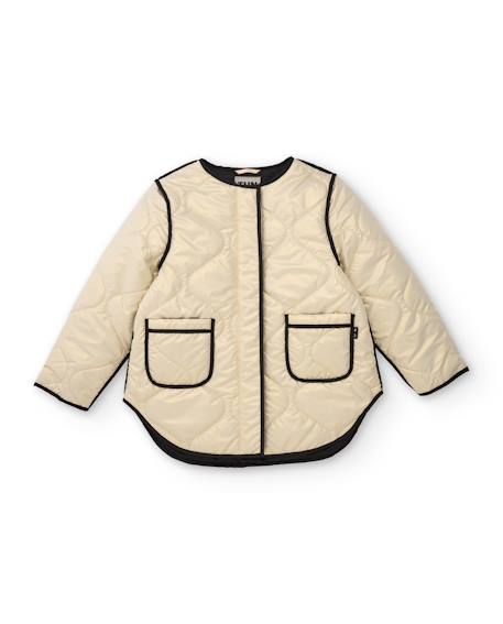 Manteau fille matelassé en toile avec boutons Beige 2 - vertbaudet enfant 