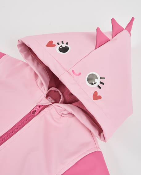 Ciré fille à capuche avec détails dinosaure Rose 4 - vertbaudet enfant 