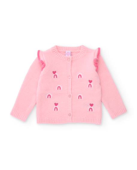 Gilet en tricot pour bébé avec volants sur les épaules Rose 1 - vertbaudet enfant 
