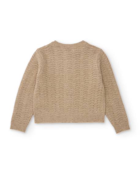 Cardigan de fille en tricot avec boutons frontaux et toucher chaleureux Beige 3 - vertbaudet enfant 