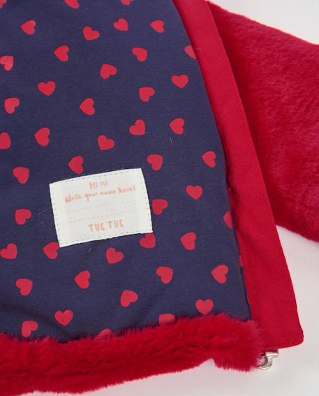 Manteau en fausse fourrure pour fille avec motif cœurs et fermeture zippée Rouge 5 - vertbaudet enfant 