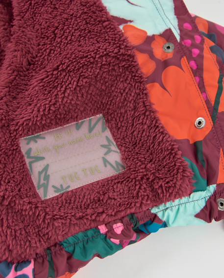 Manteau fille matelassé à imprimé floral et doublure sherpa Rouge 5 - vertbaudet enfant 