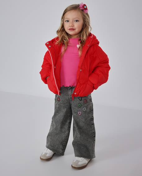 Doudoune fille à capuche matelassée et isolation thermique Rouge 1 - vertbaudet enfant 