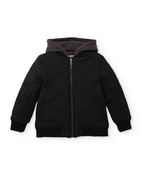 Blouson garçon matelassé avec capuche et style bomber Noir 2 - vertbaudet enfant 
