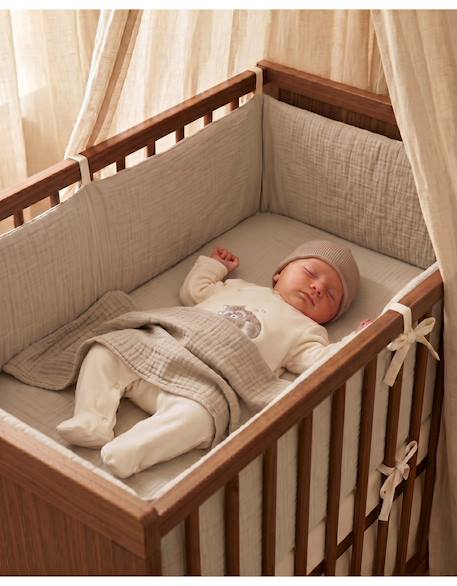 Pyjama en velours bébé brodé – raku lino & pico Ecru 2 - vertbaudet enfant 