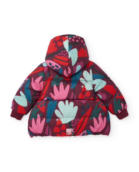 Manteau fille matelassé à imprimé floral et doublure sherpa Rouge 3 - vertbaudet enfant 