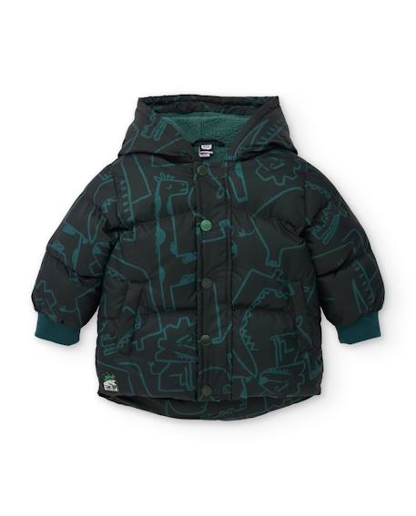 Parka garçon imprimé rhinocéros avec doublure douce Vert 2 - vertbaudet enfant 