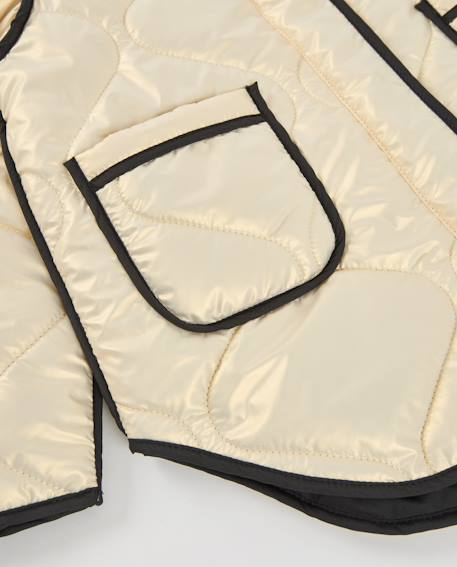Manteau fille matelassé en toile avec boutons Beige 5 - vertbaudet enfant 