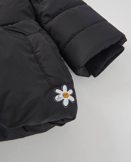 Manteau rembourré pour fille avec capuche et doublure en peluche Noir 4 - vertbaudet enfant 