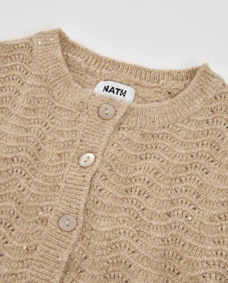 Cardigan de fille en tricot avec boutons frontaux et toucher chaleureux Beige 4 - vertbaudet enfant 