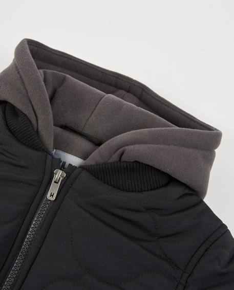 Blouson garçon matelassé avec capuche et style bomber Noir 4 - vertbaudet enfant 