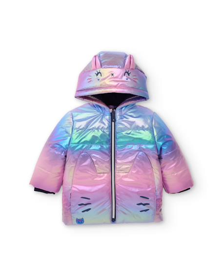 Manteau fille holographique avec capuche à oreilles Bleu 2 - vertbaudet enfant 