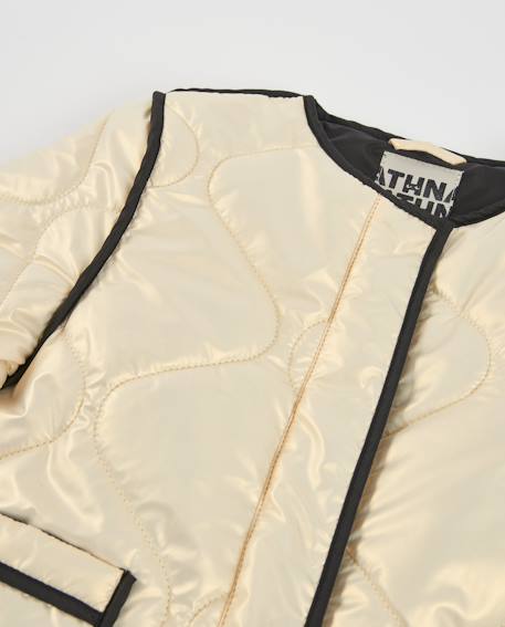 Manteau fille matelassé en toile avec boutons Beige 4 - vertbaudet enfant 