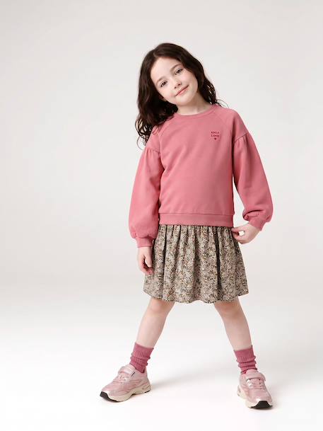 Robe bi-matière fille anthracite+écru+mauve+vert sauge 13 - vertbaudet enfant 