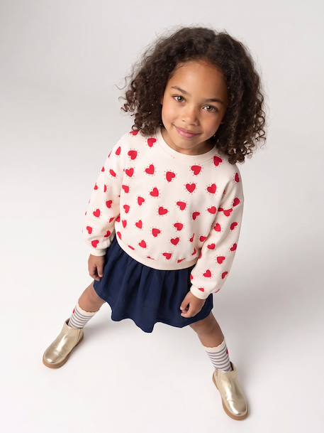 Robe fille 2 en 1 molleton et gaze de coton anthracite+marine+rouge 13 - vertbaudet enfant 