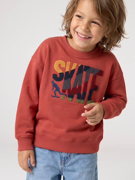 Sweat col rond garçon marine+tomette 9 - vertbaudet enfant 