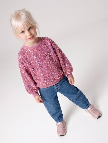 Sweat fille à sequins mauve+turquoise 6 - vertbaudet enfant 