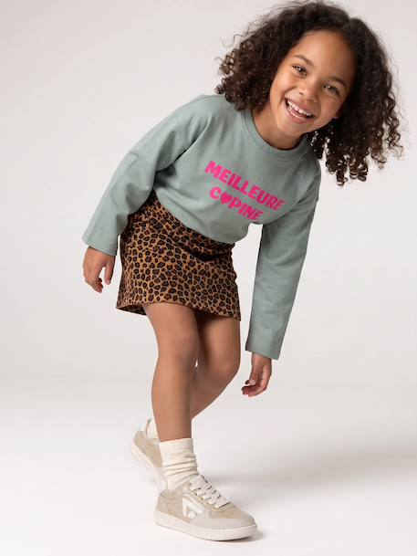 T-shirt manches longues fille encre+rose pâle+vert 20 - vertbaudet enfant 