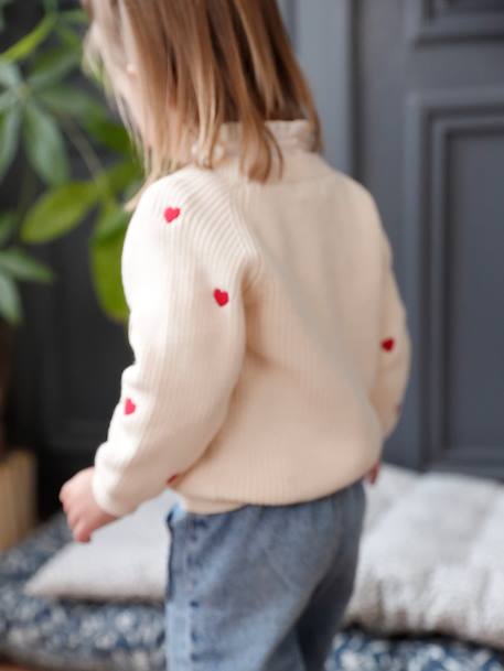 Gilet bébé brodé en côtes anglaises écru+marine+vert d'eau 7 - vertbaudet enfant 