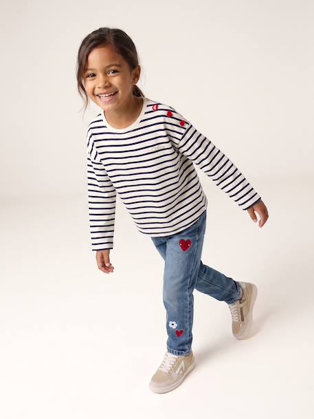 T-shirt marinière manches longues fille marine+mauve+rose bonbon 9 - vertbaudet enfant 