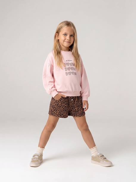 Sweat fille col rond mauve+rose pâle 14 - vertbaudet enfant 