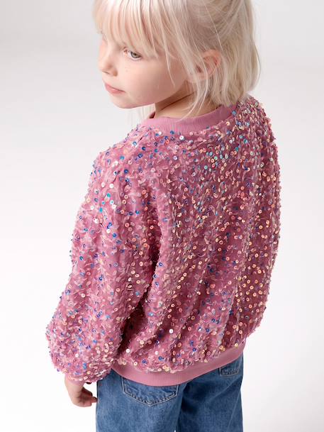 Sweat fille à sequins mauve+turquoise 8 - vertbaudet enfant 