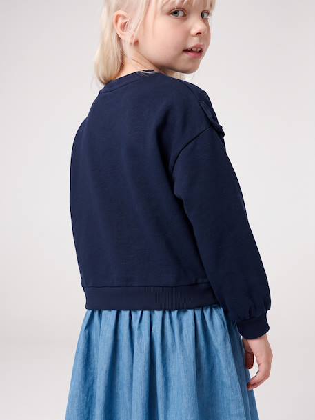 Robe manches longues fille écru+marine 12 - vertbaudet enfant 