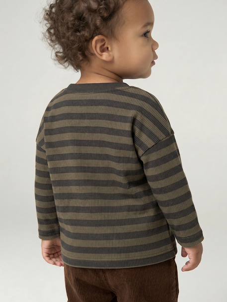 T-shirt manches longues bébé garçon cappuccino+kaki 8 - vertbaudet enfant 