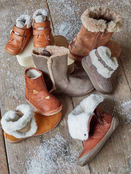 Bottes fourrées fille taupe irisé 6 - vertbaudet enfant 