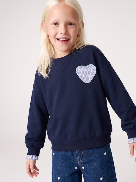 Sweat fille marine+vert de gris 2 - vertbaudet enfant 
