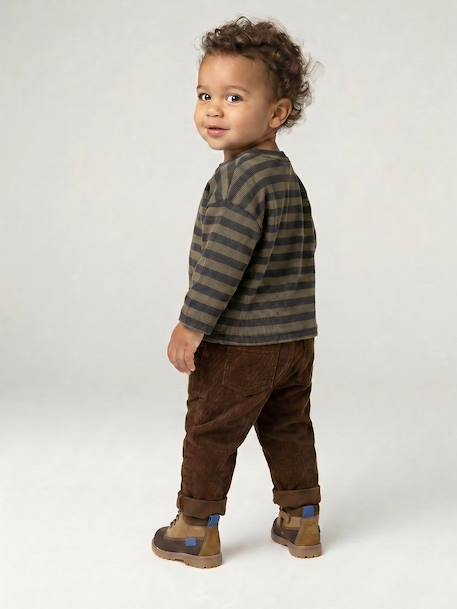 Pantalon bébé en velours côtelé bleu grisé+caramel+lichen+marron 18 - vertbaudet enfant 