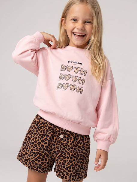 Sweat fille col rond mauve+rose pâle 10 - vertbaudet enfant 