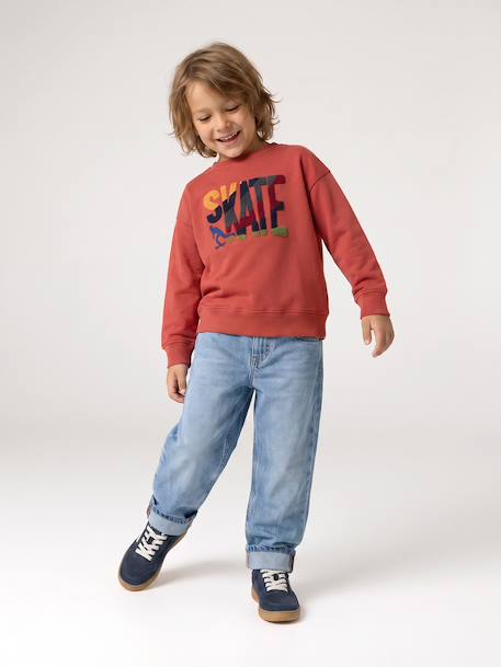 Sweat col rond garçon marine+tomette 14 - vertbaudet enfant 