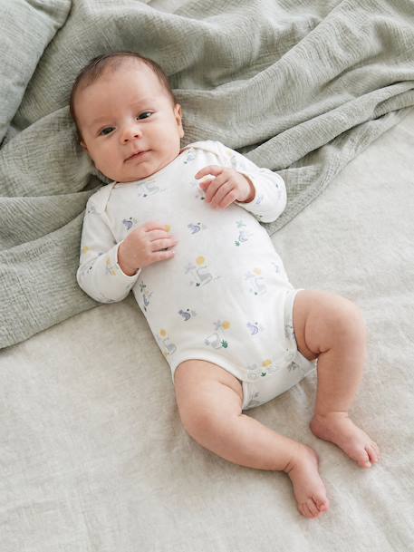 Lot de 5 bodies bébé garçon manches longues écru 2 - vertbaudet enfant 