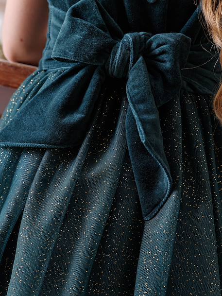 Robe Noël fille en velours et tulle brillant rouge+vert émeraude 15 - vertbaudet enfant 