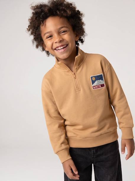 Sweat col camionneur garçon bleu canard+jaune 5 - vertbaudet enfant 