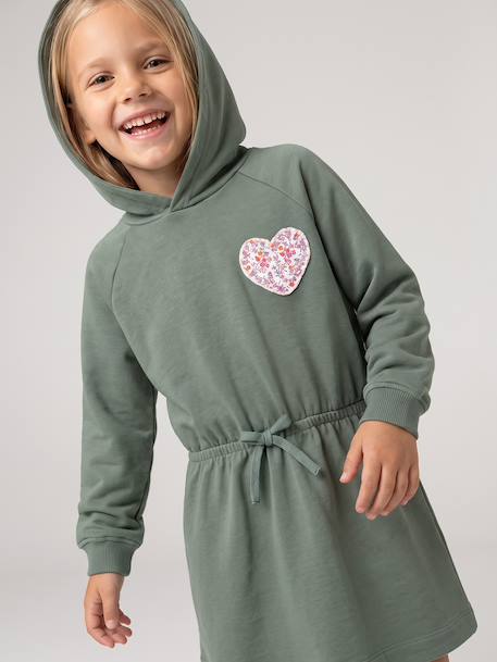 Robe courte à capuche fille gris chiné+marine+vert 22 - vertbaudet enfant 