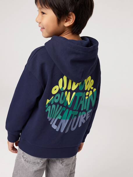 Sweat à capuche garçon marine+rouge chiné 1 - vertbaudet enfant 