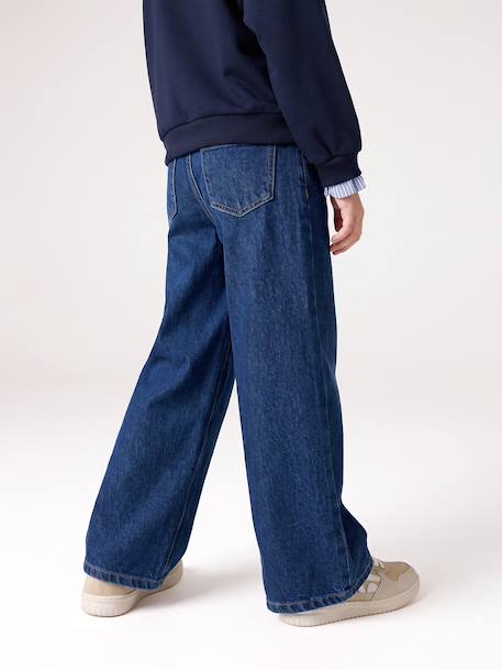Jean large fille brodé bleu foncé+bleu jean+bleu moyen+denim bleached 7 - vertbaudet enfant 
