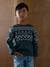 Pull jacquard col rond vert 2 - vertbaudet enfant 