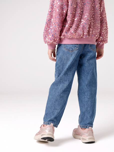 Jean balloon fille bleu moyen+denim bleached 6 - vertbaudet enfant 
