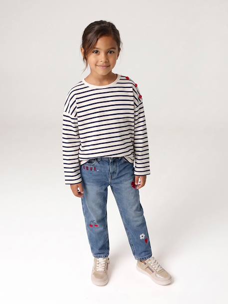 T-shirt marinière manches longues fille marine+mauve+rose bonbon 6 - vertbaudet enfant 