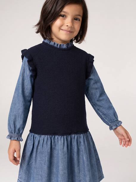 Robe 2 en1 fille marine 12 - vertbaudet enfant 
