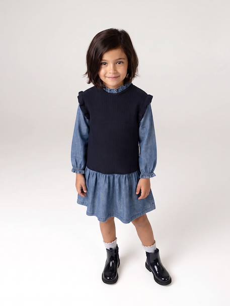 Robe 2 en1 fille marine 2 - vertbaudet enfant 