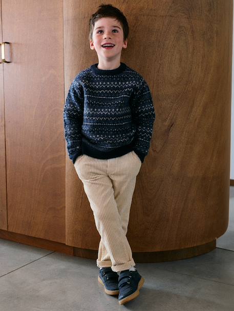 Pull jacquard garçon col rond marine 7 - vertbaudet enfant 