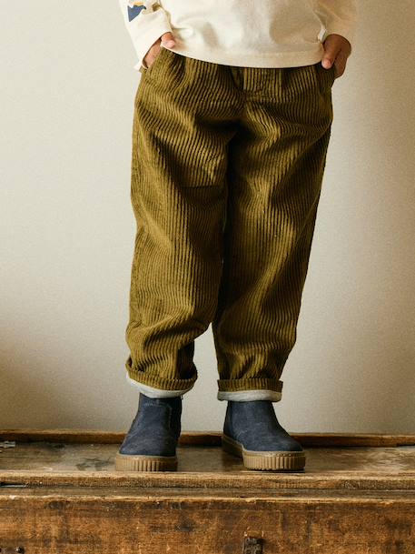 Pantalon large garçon cappuccino+lichen 11 - vertbaudet enfant 