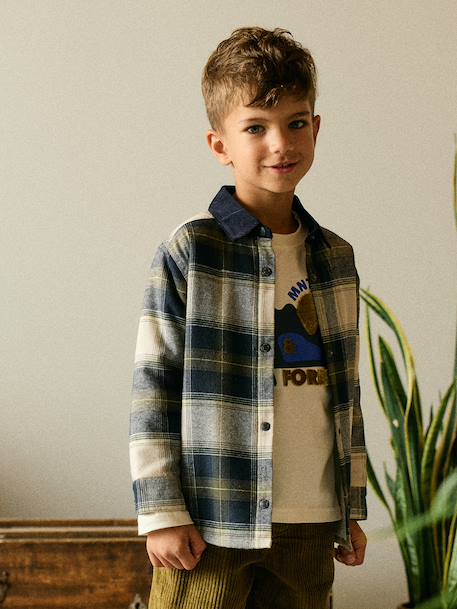 Chemise manches longues enfant garçon marine 1 - vertbaudet enfant 